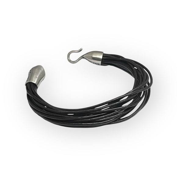 Stainless Steel 𓆙 Snake Multi Strand Leather Bracelet 𓆙 Dark Brown Leather 𓆙 - Picture 5 of 16